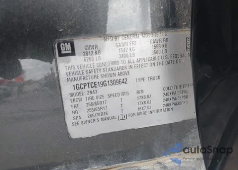 2016 Chevrolet Colorado Lt from USA, damaged, VIN 1GCPTCE19G1309642